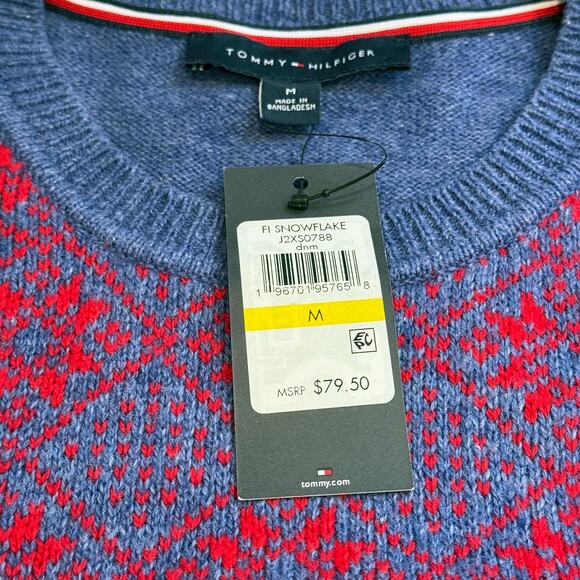 Tommy‎ Hilfiger Sweater Womens Medium Snowflake Crewneck Pullover Wool Blend NEW - Picture 4 of 14